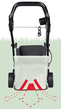 Honda HRE-grasmaaiers, diagram van grasvangzak, zicht op achterkant.