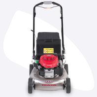 Honda IZY-grasmaaiers, vooraanzicht, focus op maaidek.