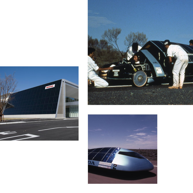 Afbeeldingen van de World Solar Challenge.