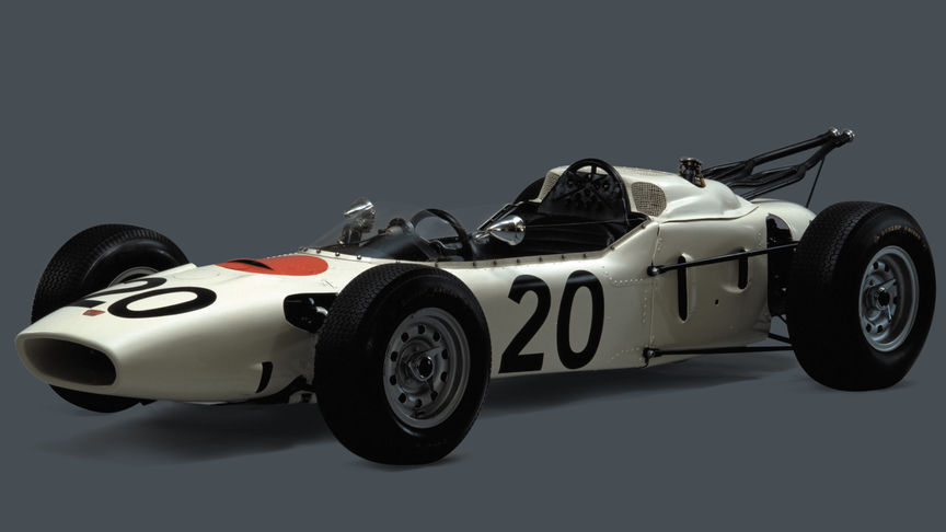 Honda raceauto uit de jaren 60.
