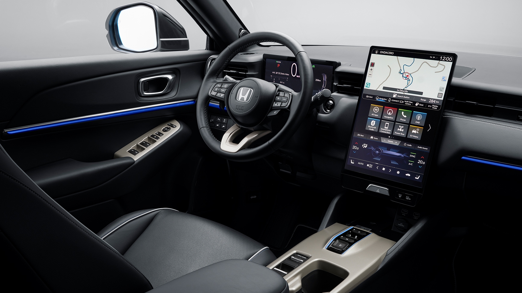 Interieur van een Honda auto met display