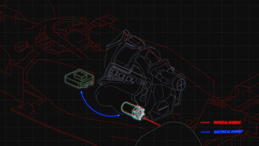 3D CAD van een MGU-K generator