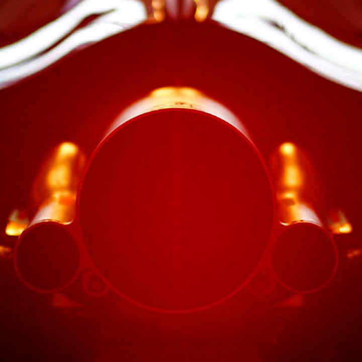 Close up of Honda engine on F1 car.