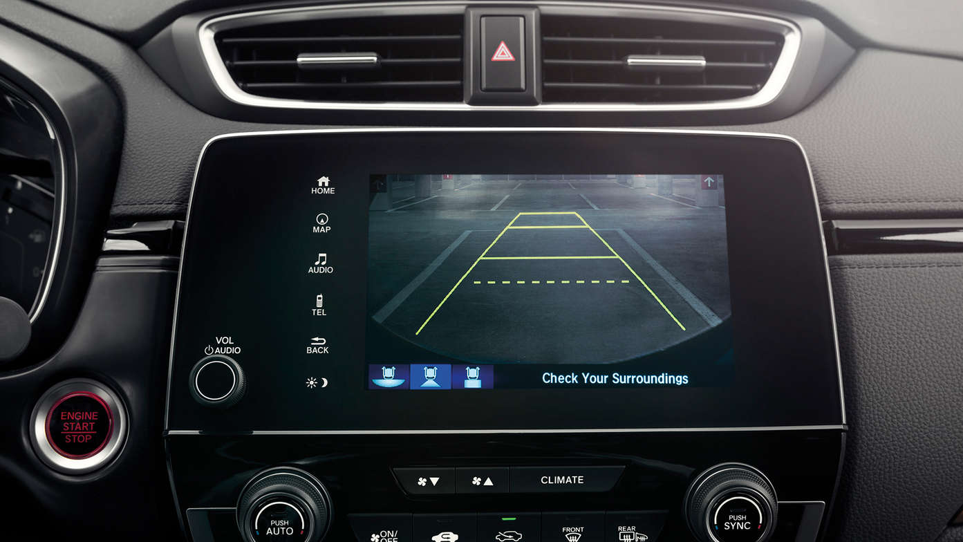 Close-up achteruitrijcamera Honda CR-V.