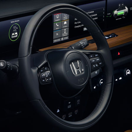 Close-up van Honda stuurwiel.