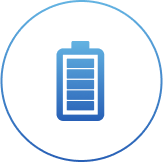 Blauw pictogram Volle batterij
