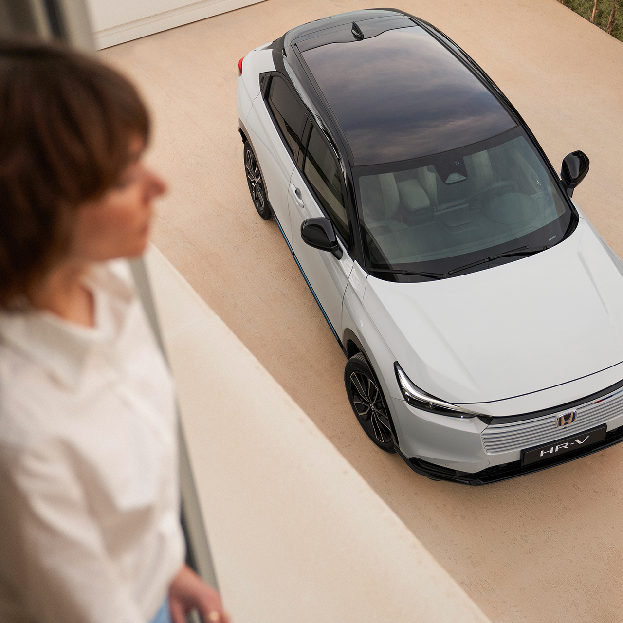 Vogelvluchtperspectief van de bovenkant van de HR-V. 