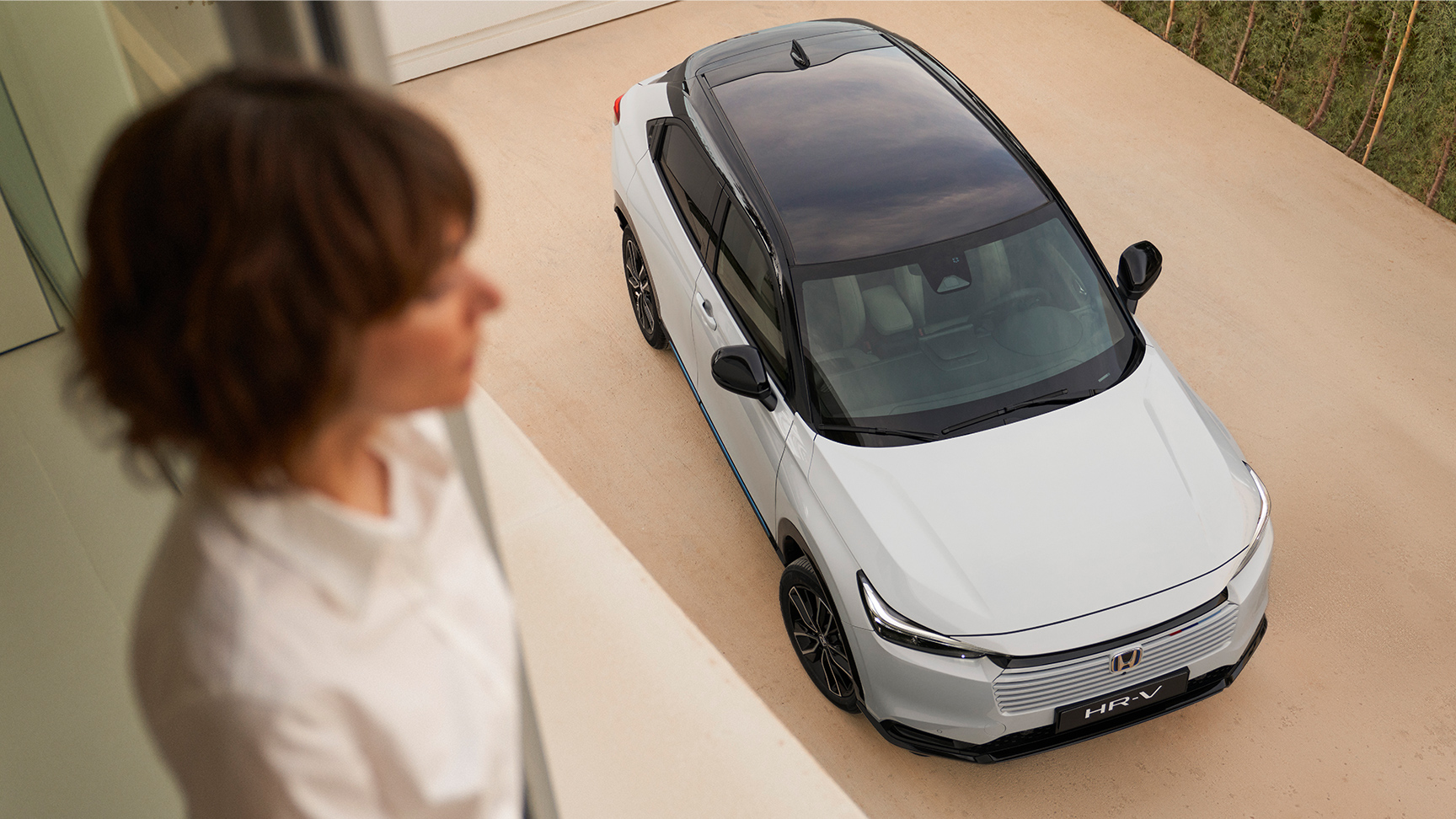 Vogelvluchtperspectief van de bovenkant van de HR-V. 