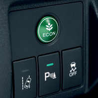 Close-up van de Econ-toets van de Honda HR-V.