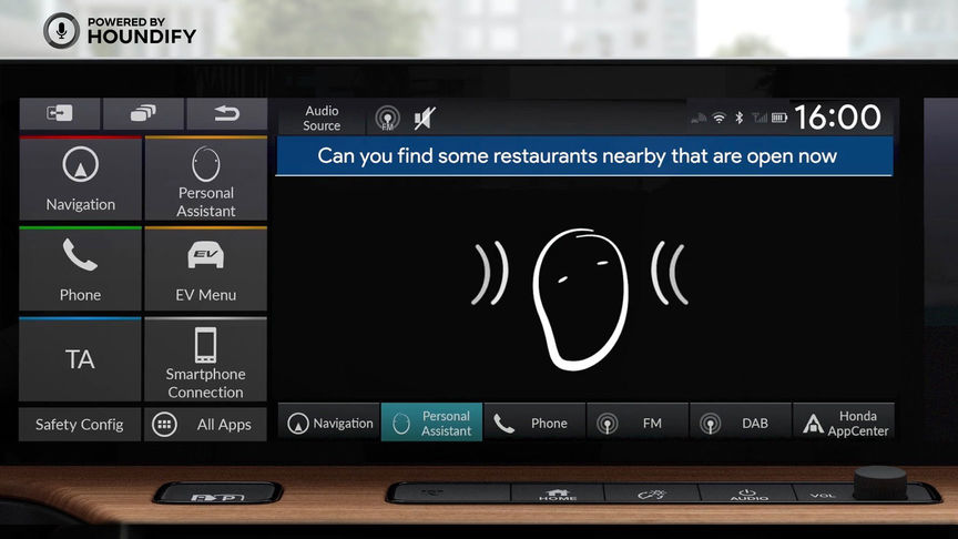 Close-up van Honda Personal Assistant in Honda e dashboard