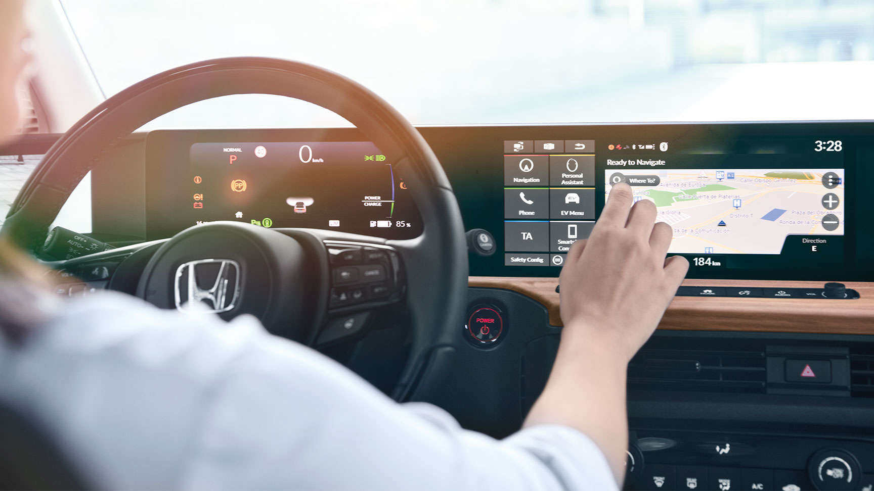 Bestuurder op GPS-scherm bezig is