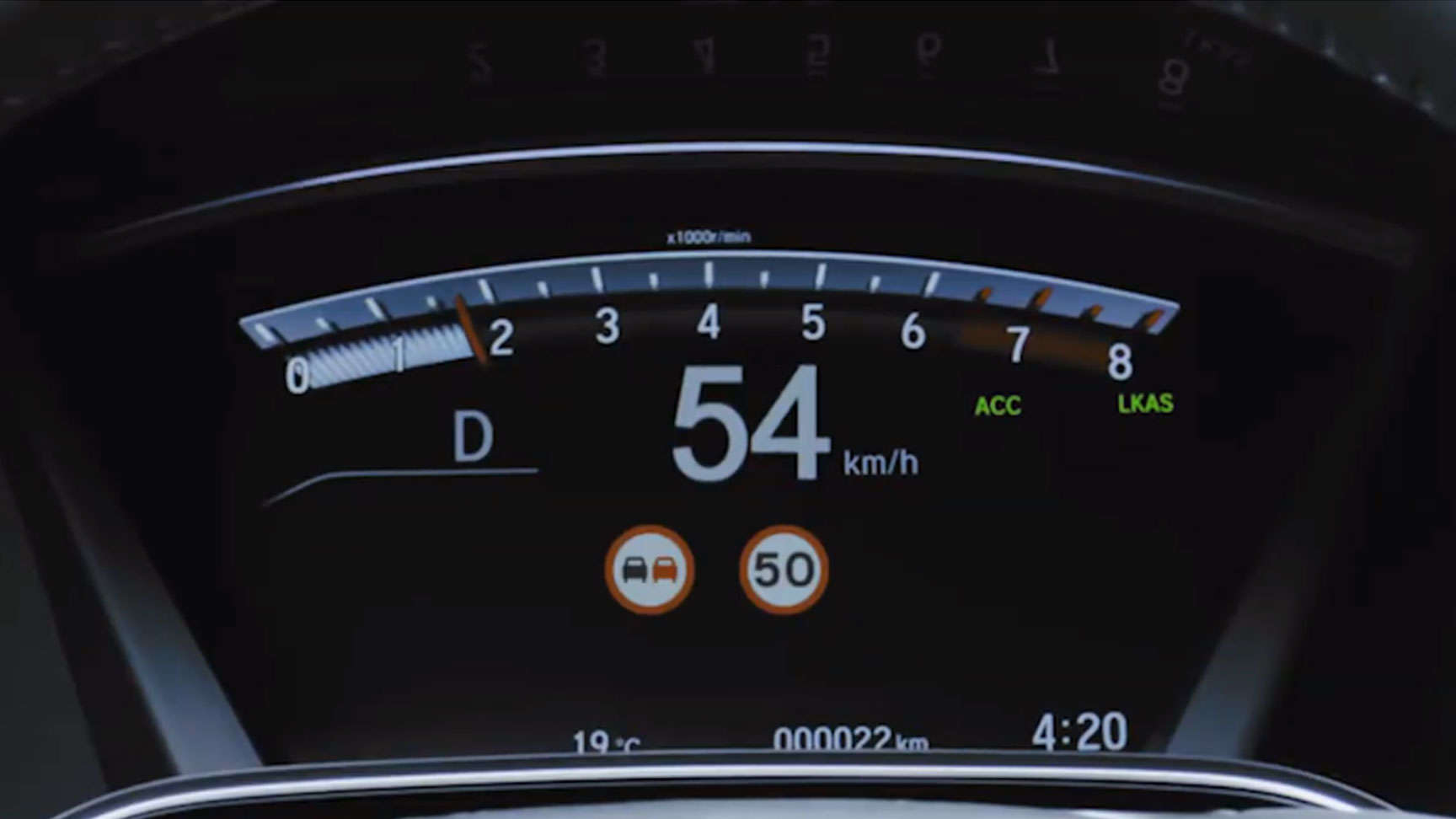 Snelheidsmeter met de verkeersbordherkenning