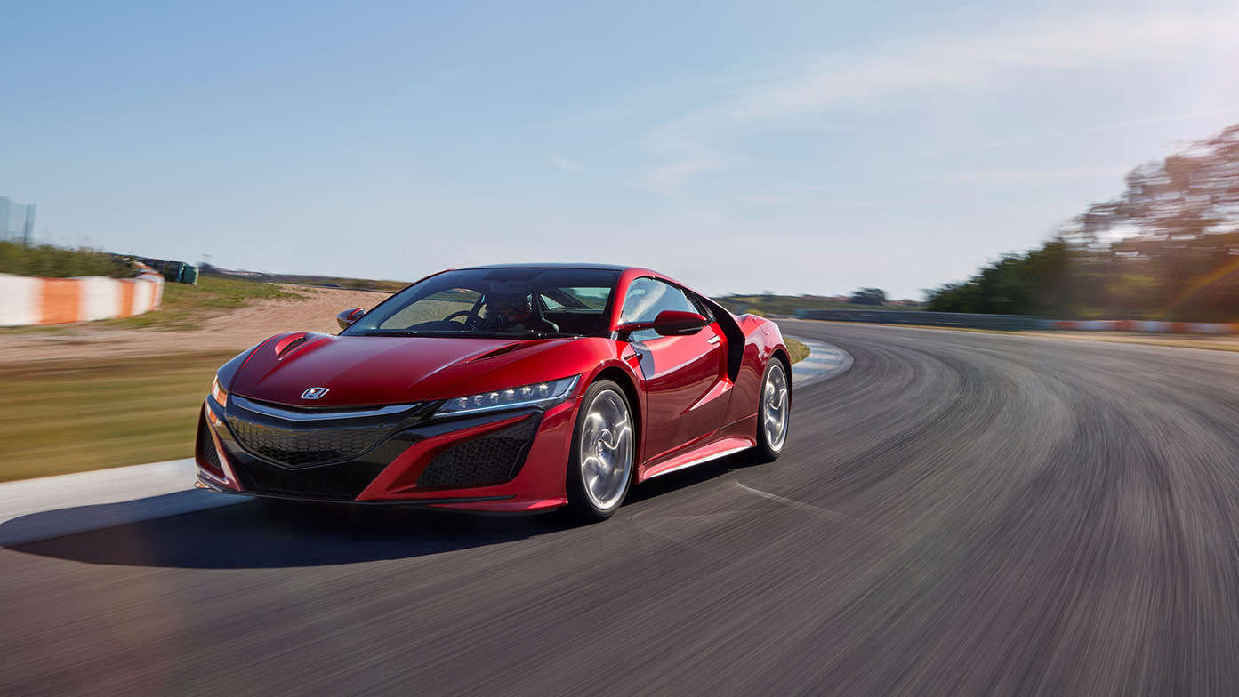 De nieuwste Honda NSX, driekwart vooraanzicht.