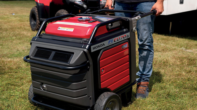 Verplaatsbare hightechgenerator, op locatie.