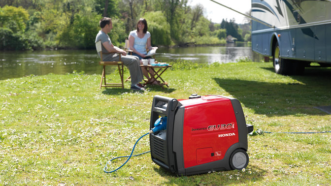 Draagbare generator, tuinlocatie.