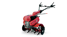 3/4 zicht op linkerkant van tweewielige trekker.