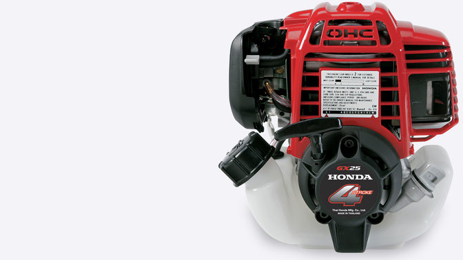 Honda heggenscharen, close-up van 4-taktmotor.