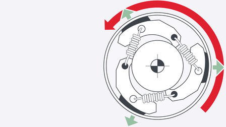 Illustratie die centrifugale koppeling toont.