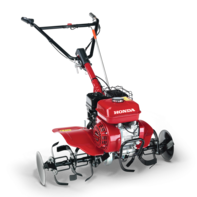 Driekwart vooraanzicht van compacte tuinfrees.