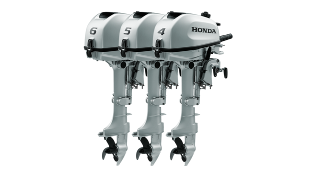 Driekwart vooraanzicht van BF4, BF5 en BF6 motoren.