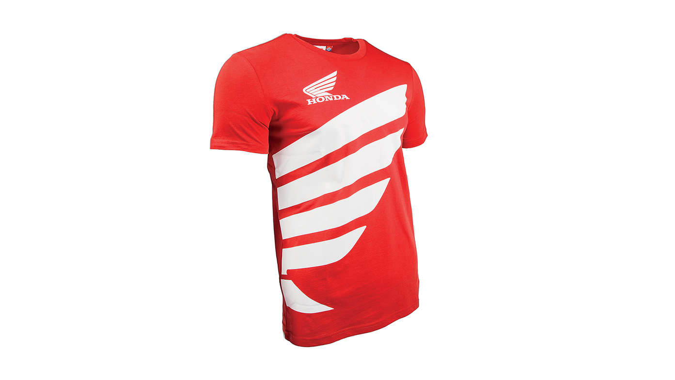 Rood Honda HRC-T-shirt met Honda Wings logo.