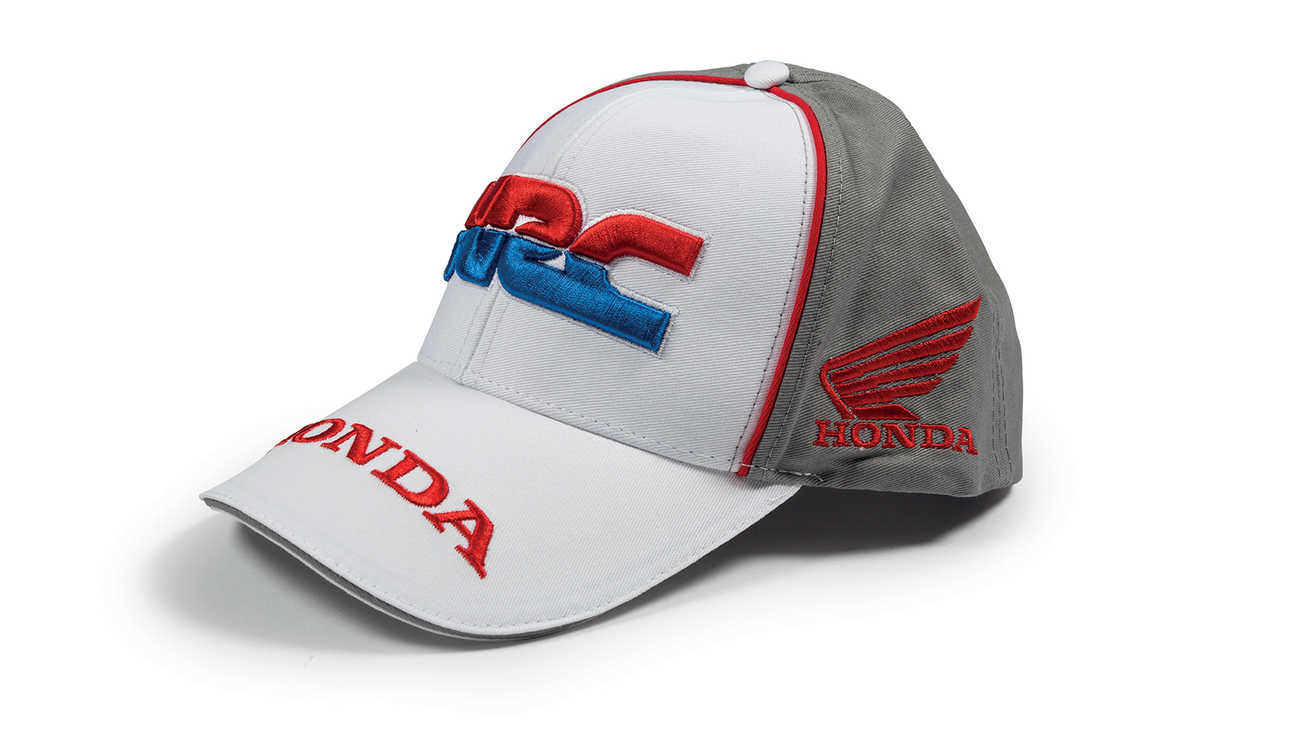 Baseballcap met Honda HRC-teamkleuren en logo Honda Racing Corporation.