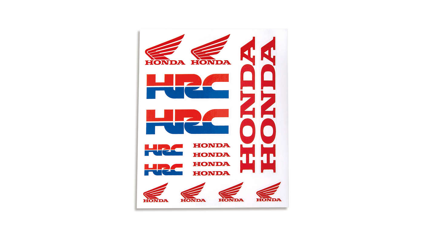 Honda HRC vinyl stickerset met logo's van het Honda HRC-raceteam en Honda Wings.