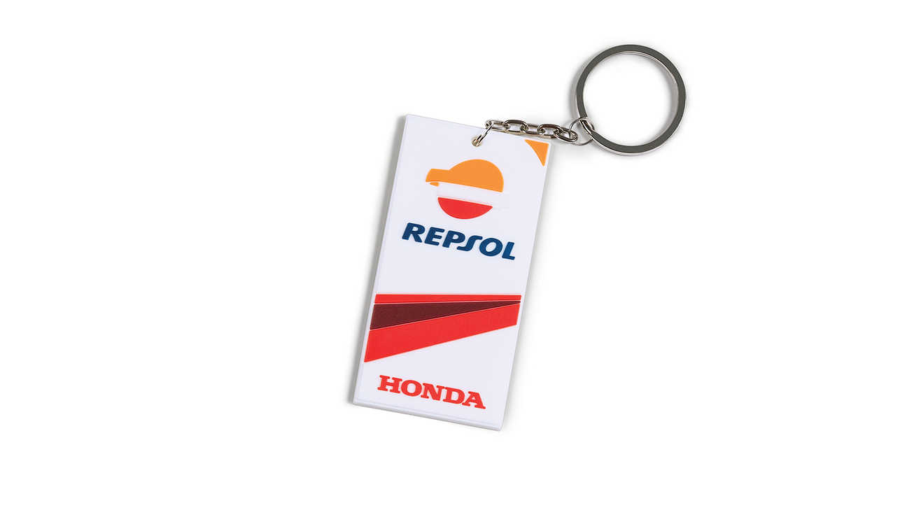 Sleutelhanger met Honda MotoGP-kleuren en Repsol logo.