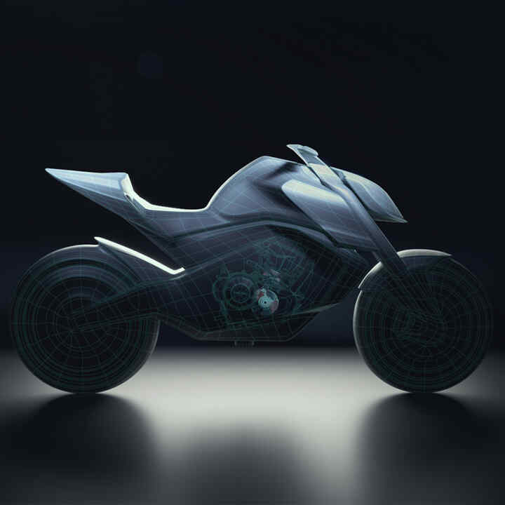 Zijaanzicht van conceptschetsen Honda Hornet.