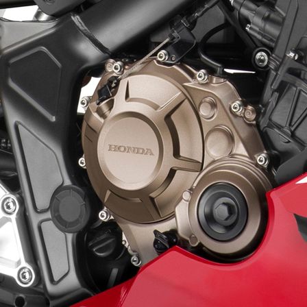 CBR650R, studiobeeld, zoom op motor