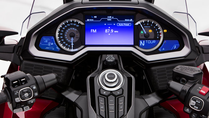 Close up van instrumentenpaneel Honda Gold Wing.