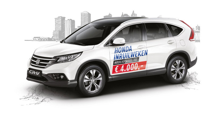 driekwart vooraanzicht witte Honda CR-V - aanbieding